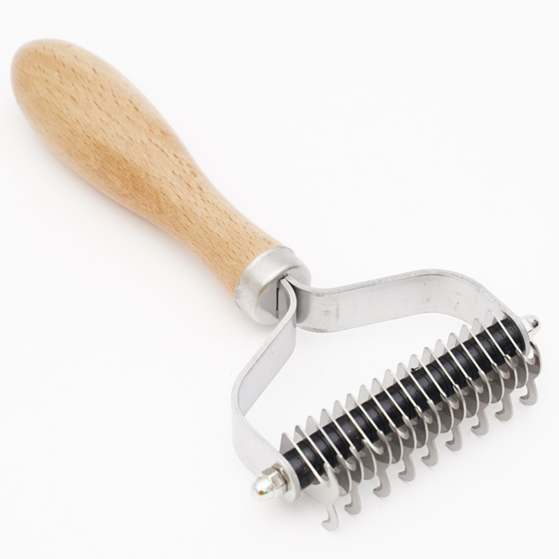 Pet Supplies Dog Grooming Cat Brush Wooden Handle Knot Double-Sided Stainless Steel Dogs Deshedding Rakes Comb Tool