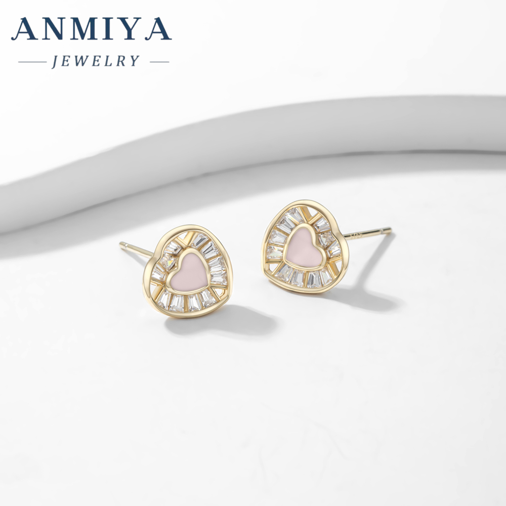 Wholesale Fashion Jewelry 925 Sterling Silver Love Heart Shape Stud Earrings Korean Earrings