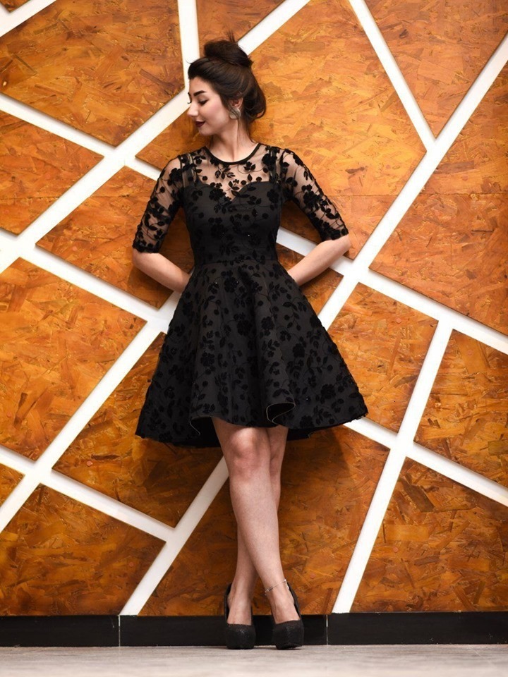 Dress Womens New Style Womens Round Neck Short Dress Party Black Princess Dress