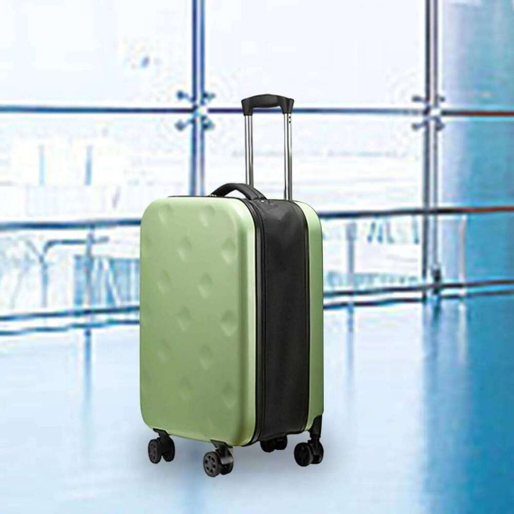 Collapsible Carry on Lage Scratch, Water & Impact Resistant Hard Shell Green Travel Suitcase Folding Trolley Case