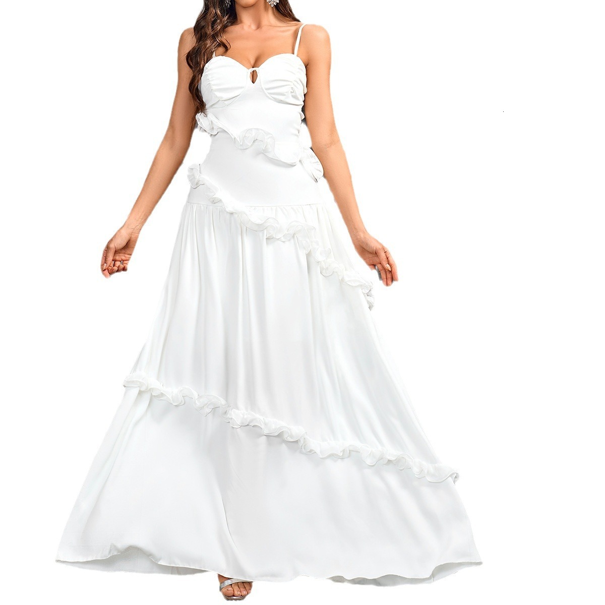 Small niche design style solid color slim fit elegant wedding dress camisole skirt