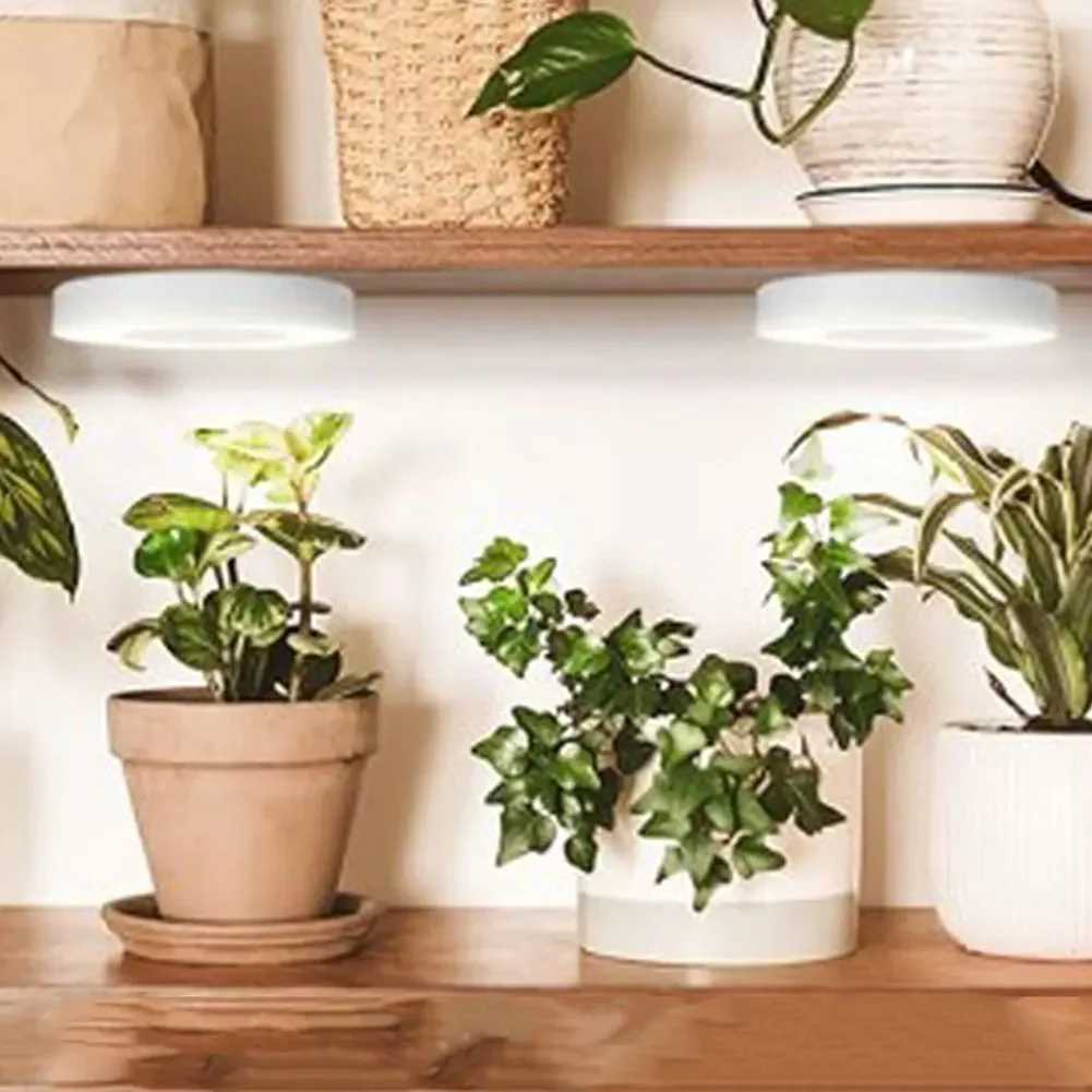 Full Spectrum Ceiling Grow Light 3/9/12H Timer LED Halo Plant Lamp Height Adjustable Under Cabinet Plant Lamp for Small PlantsXJ250526