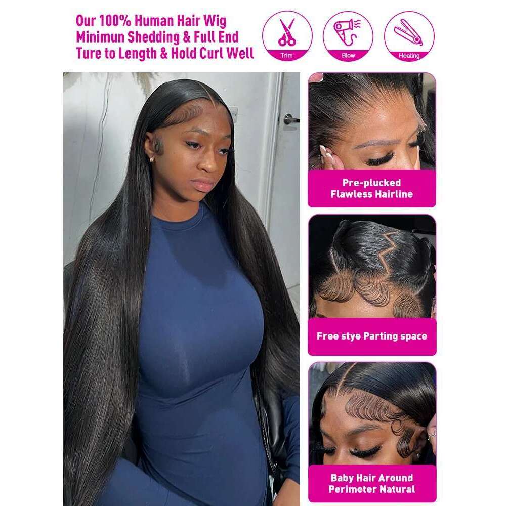 Luvin Bone Straight Brazilian 13x6 HD Frontal Wig Pre Plucked 250 Density Lace Front Human Hair Wigs For Women