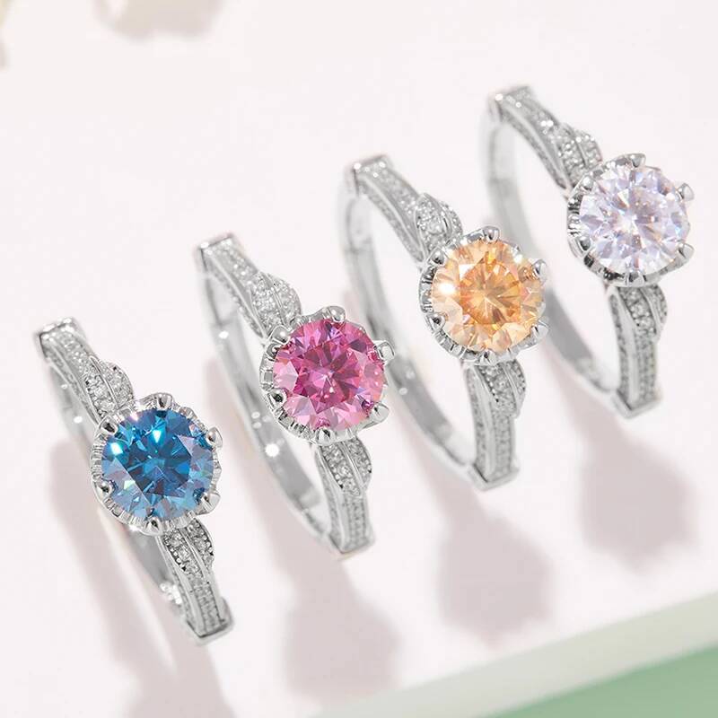 GEM'S BALLET 585 14K 10K Gold Sier 1Ct D Color Antique Style Round Moissanite Engagement Ring For Women Wedding