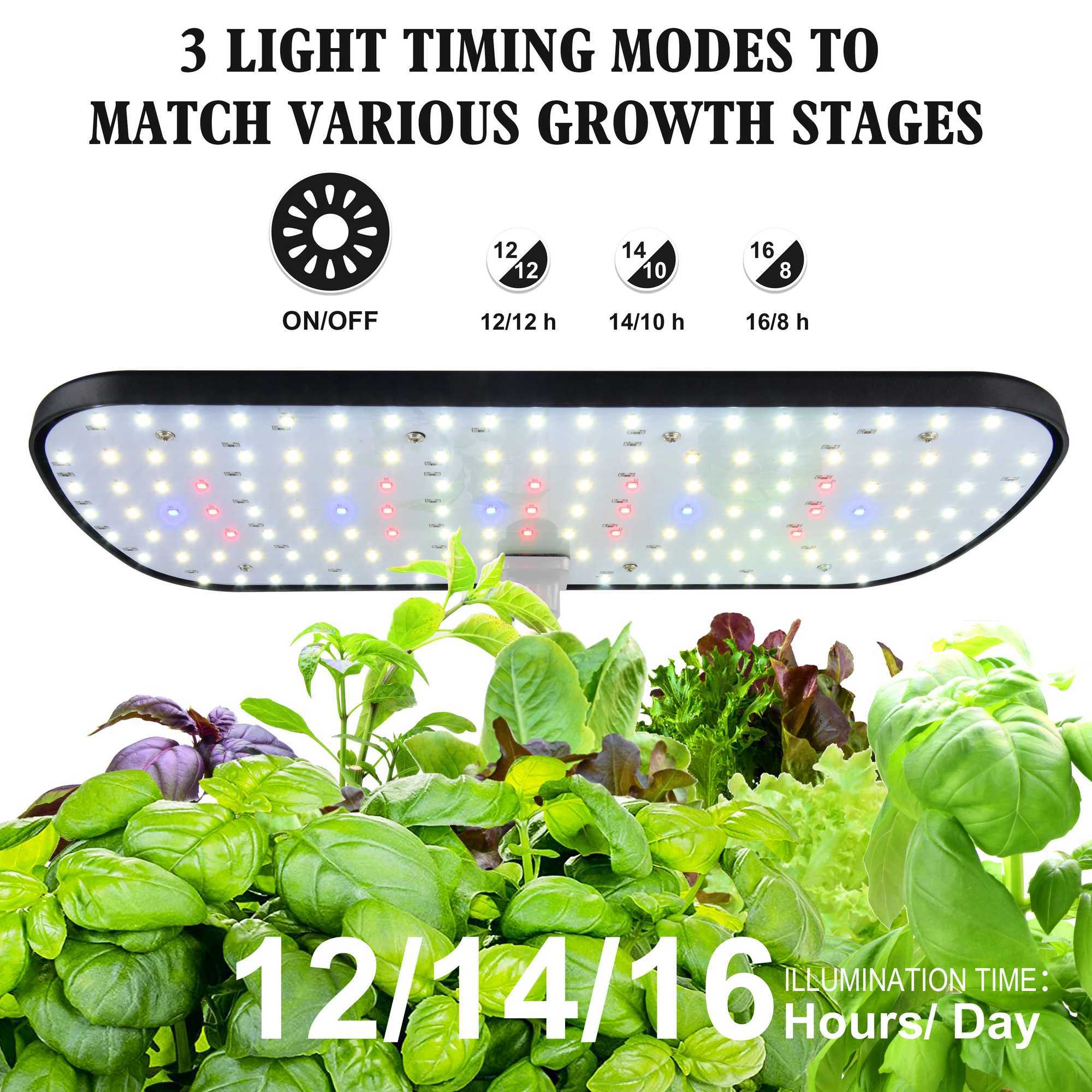 12 Pods Hydroponics Growing System Herb Garden Kit Indoor Adjustable Height with Automatic Timer 20-Watt LED Grow LightXJ250526