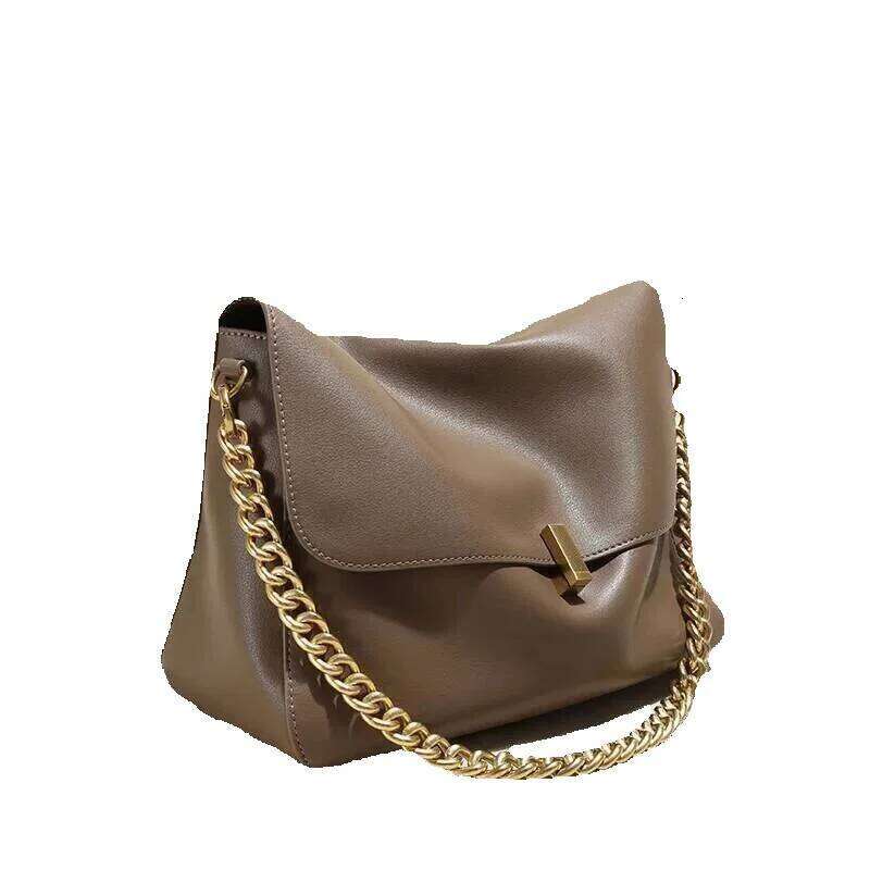 Designer Luxury Designer Luxury Women Large Korean Cow Flap Shoulder Chain Bag Solid Genuine Leather Female Crossbody Handbag Messenger