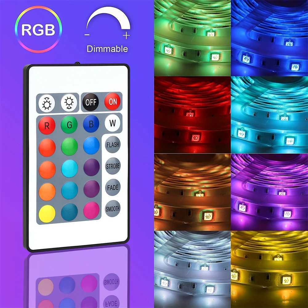 Battery pack powered LED strip with 24 key remote control for color change suitable for living room and bedroom. W250526