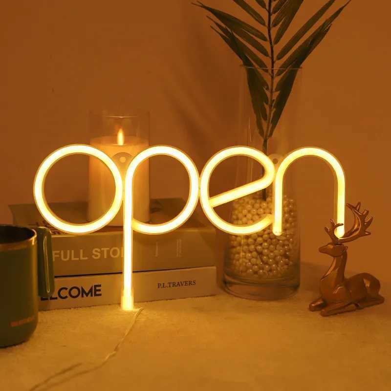 OPEN Letters Neon Sign Lights USB/Battery Powered LED Bar Light for Bedroom Room Decoration Gift Night Light Party Holiday N10 W250526