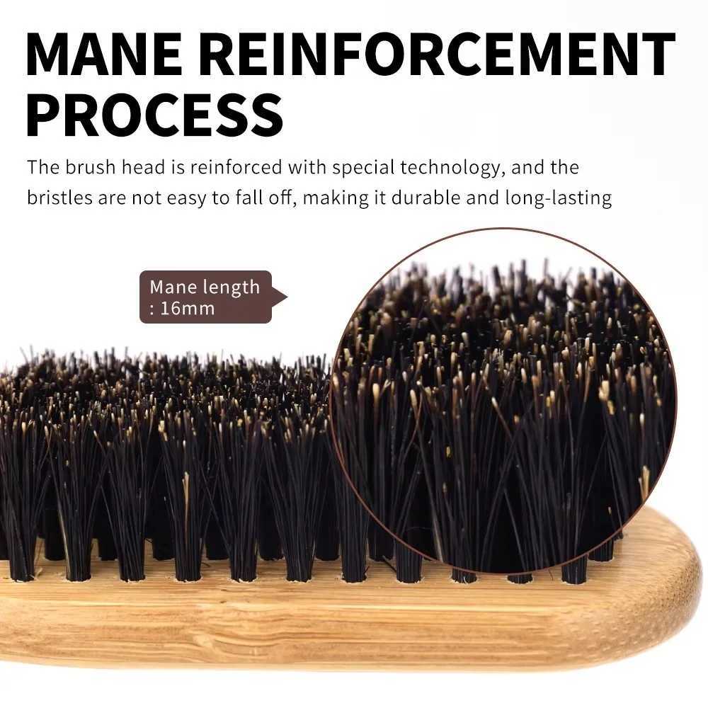 1pcs Men Beard Hair Styling Brush Bamboo Boar Bristles Brush Suitable for Salon Home Multifunctional Cleaning Brush Barber Tool R250526