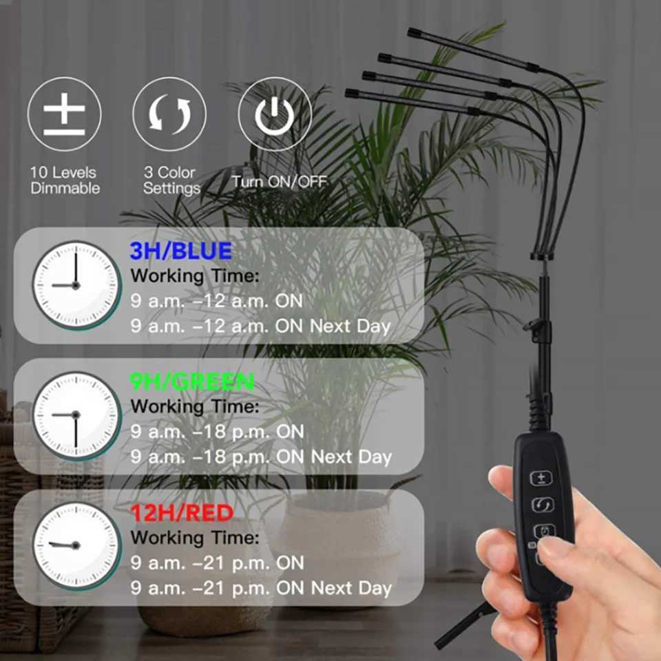 LED Plant Light Full Spectrum Tripod USB Switch Indoor Greenhouse Vegetable Flower Plant Light Grow Box Plant Grow LightsXJ250526