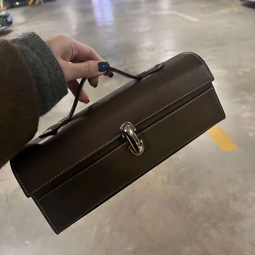 Women's Bags Designer Italian New Luxury Long Handbag Slim Niche Design Genuine Leather Women's Small Square Bag