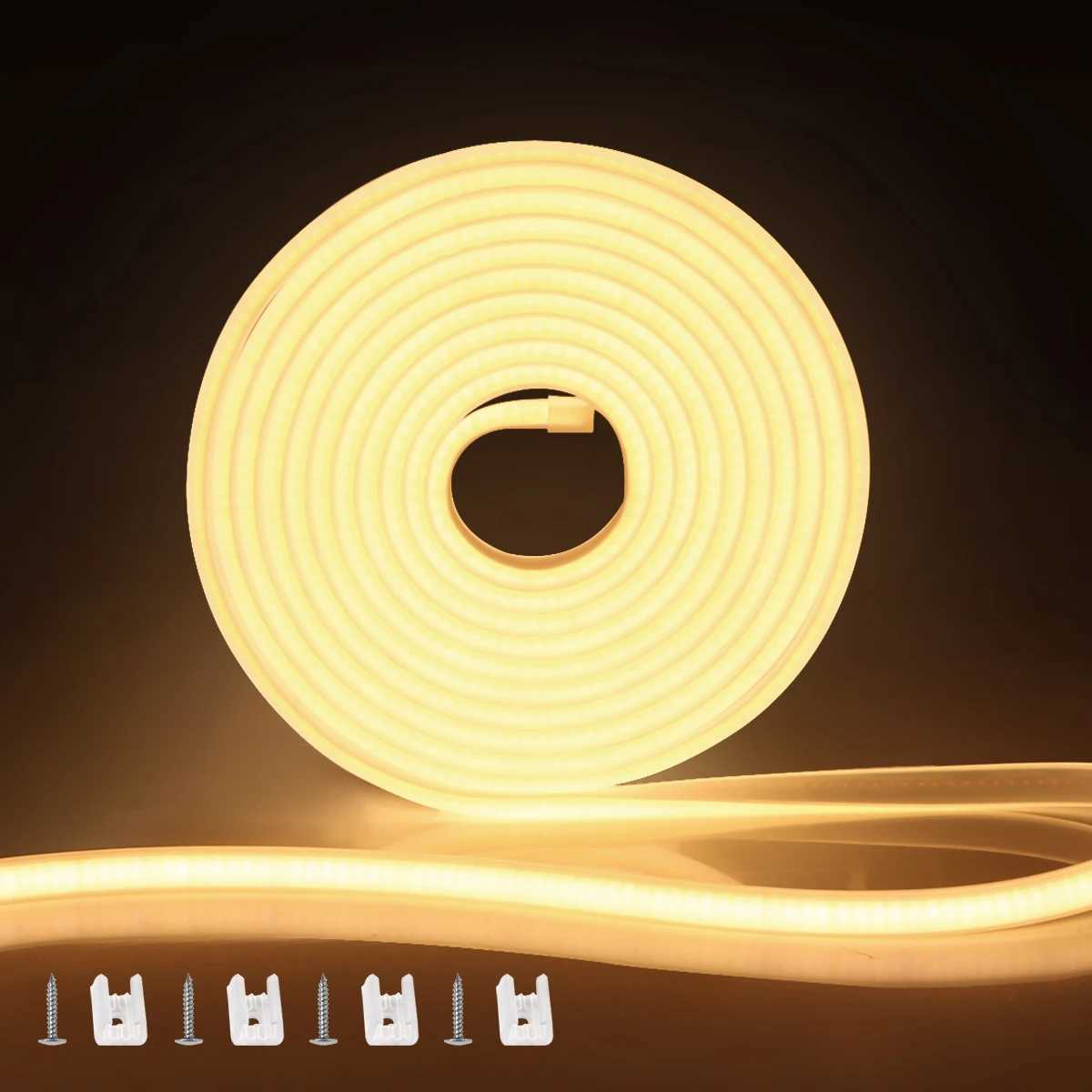 COB LED Neon Strip Light 220V 110V 288LEDs/m CRI RA90 Flexible Outdoor LED Tape With ON OFF Switch For Kitchen Garden Lighting W250526