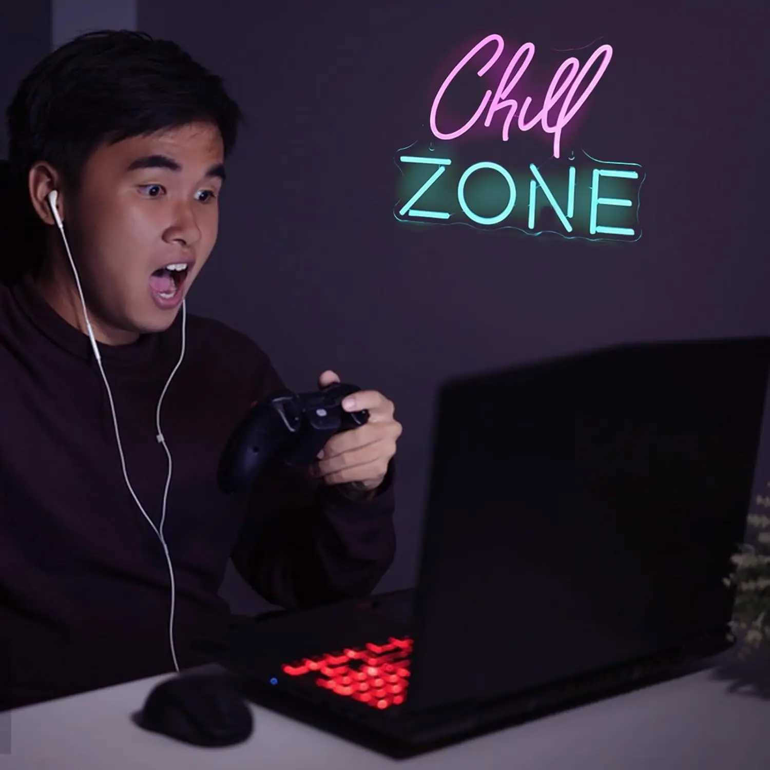 Chill Zone USB Powered LED Neon Sign Dimmable Neon Light Wall Decor for Room Decor Office Daily Party Birthday Gift Pub Man Cave W250526