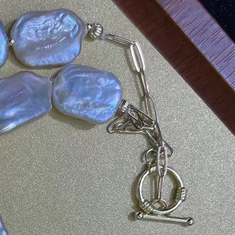 Classical Style Loose-Baroque Squared Pearls Necklace Made from High-Quality Natural Freshwater