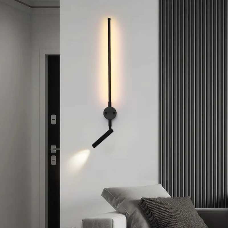 Nordic Minimalist LED Wall Light White Black Metal Adjustable Wall Lamp Swing Arm Bedside Reading Sofa Background Sconce lightXJ250526