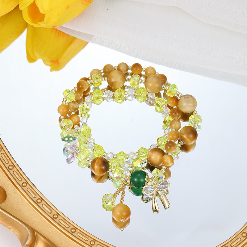 with Butterfly Knot Pendant Bracelet, Handmade Colored Crystal Jewelry for Women