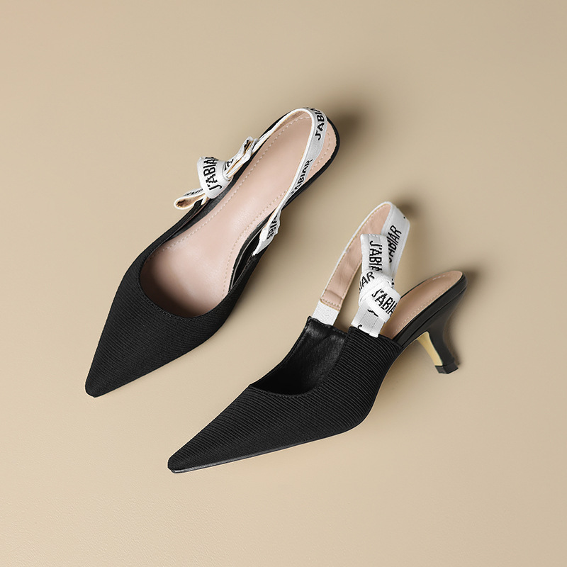 2025 New Women Dress Shoes Fashion Simple Design High heels Gentle Style Versatile Stylish Pointed Toe Solid Black Free shipping Hot