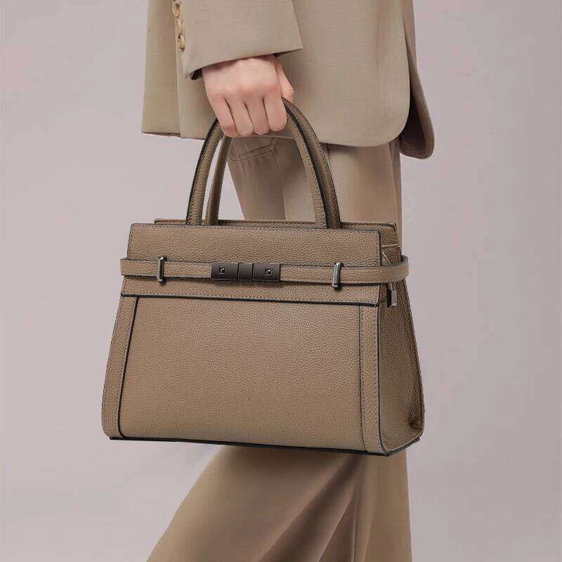 First Layer Cowhide Genuine Leather Women s Tote Bag Simple Shoulder Handbag for Occupation Use bag