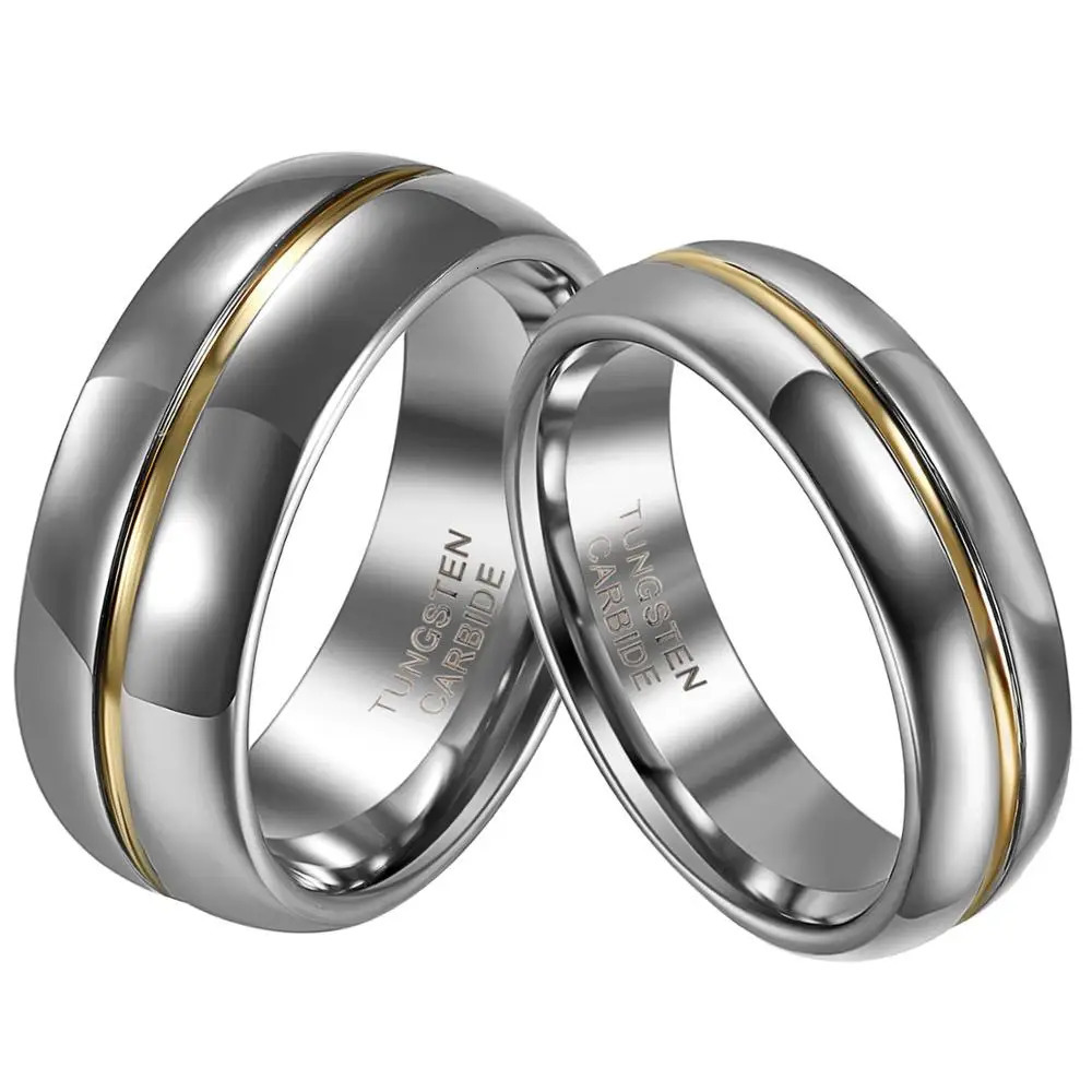 BONISKISS Couple Inset Tungsten Carbide Ring for Anniversary Engagement Wedding Rings 6/8 mm Bague Femme Lovers Jewelry Ring 250519