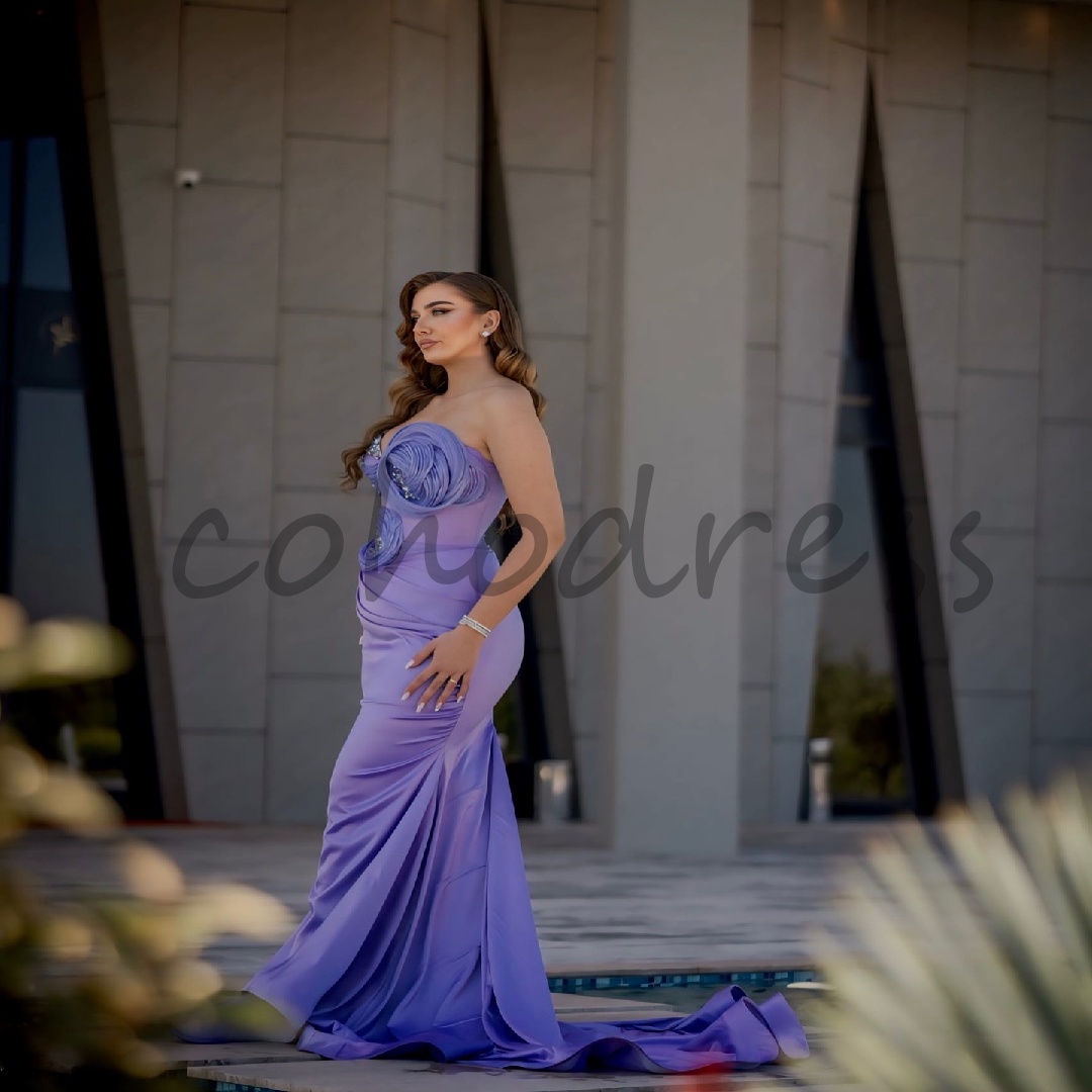 Elegant Plus Size Purple Prom Dress With Beaded Sweetheart Mermaid Evening Dress 2025 Satin Formal Occasion Ceremony Vestio De Fiesta Custom Party Wea