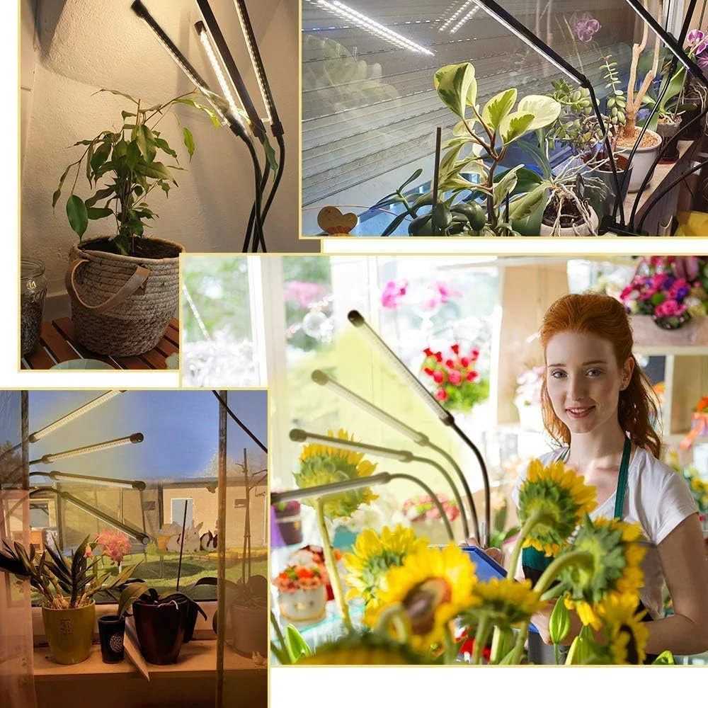 LED USB Clip Grow Light 3000K Full Spectrum Plant Lamp Timing Control Indoor Greenhouse Flower Seedling Phyto Lamp 1-5HeadsXJ250526