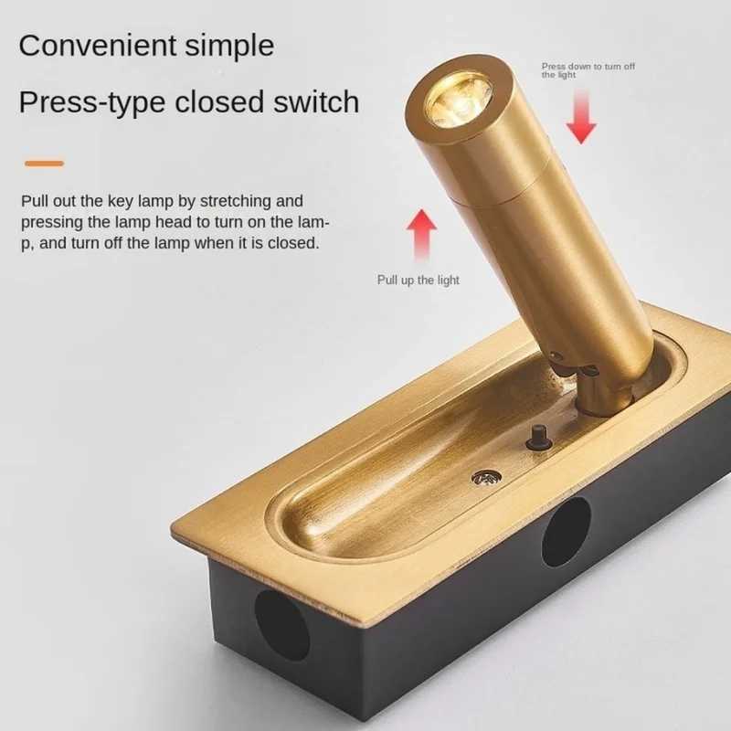 Indoor Wall Lamp with USB Charging Bedroom Decoration and Reading lighting 3W 85-265V Hotel Headboard LED Embedded Wall lampXJ250526