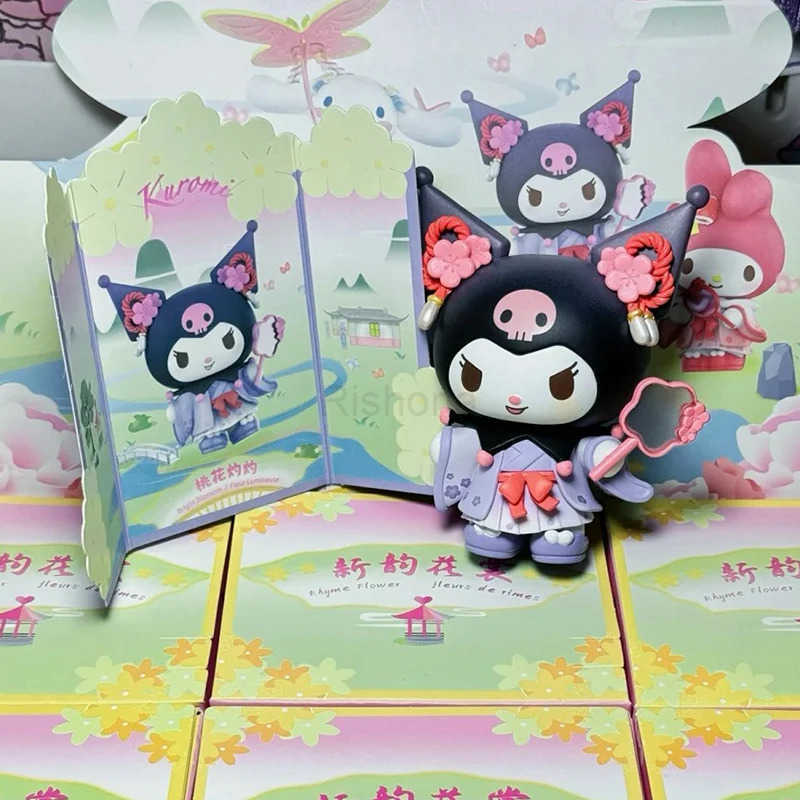 Sanrio Miniso Blind Box New Rhyme Flower Clothes Mystery Bag Kuromi Pochacco Cinnamoroll Cute Melody Action Figure Surprise Gift X250526