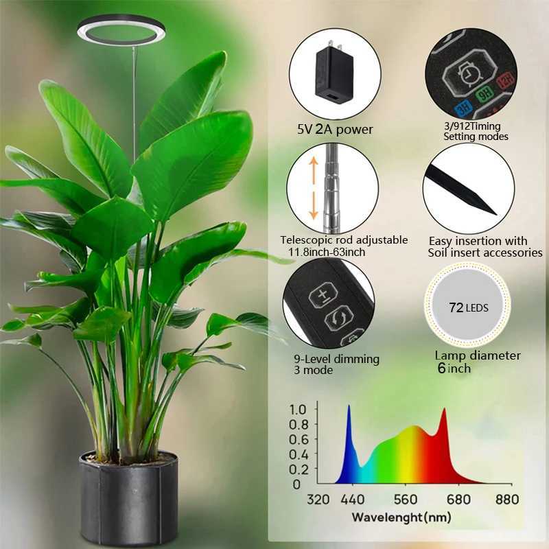 LED Grow Light for Indoor Plants Red Blue Full Spectrum Plant Light 360 Gooseneck Height Adjustable Grow Lamp with 3 Light ModesXJ250526