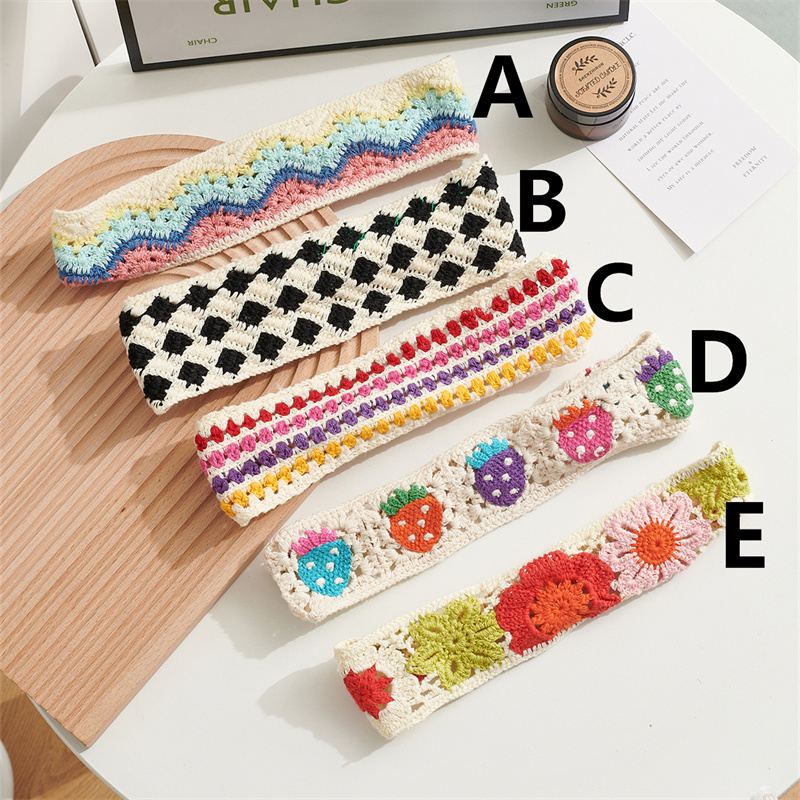 Women's Bohemian Knit Headband Cozy Ear Warmer Headband for Music Festival/Christmas/Travel Vintage Hippie Hair Accessories