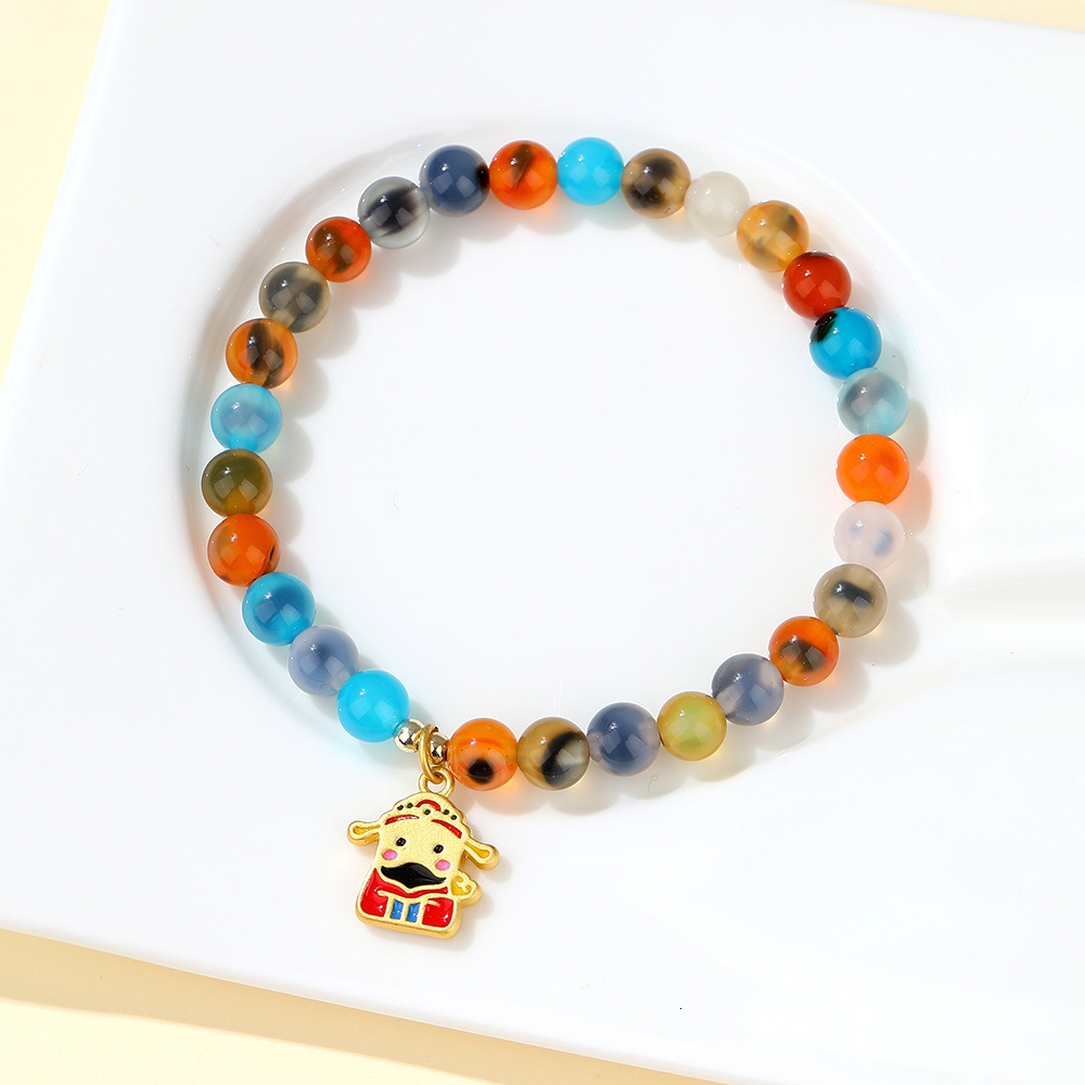 Temple style Sugar Heart Agate Bracelet, Women's New Chinese Handstring, Good Luck Peach Pendant, Bracelet