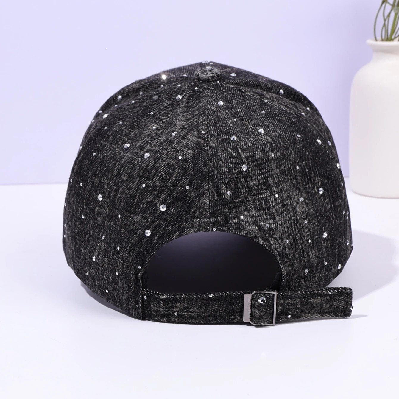 Fashionable rhinestone decorated duckbill cap denim casual sun shading baseball cap 250520