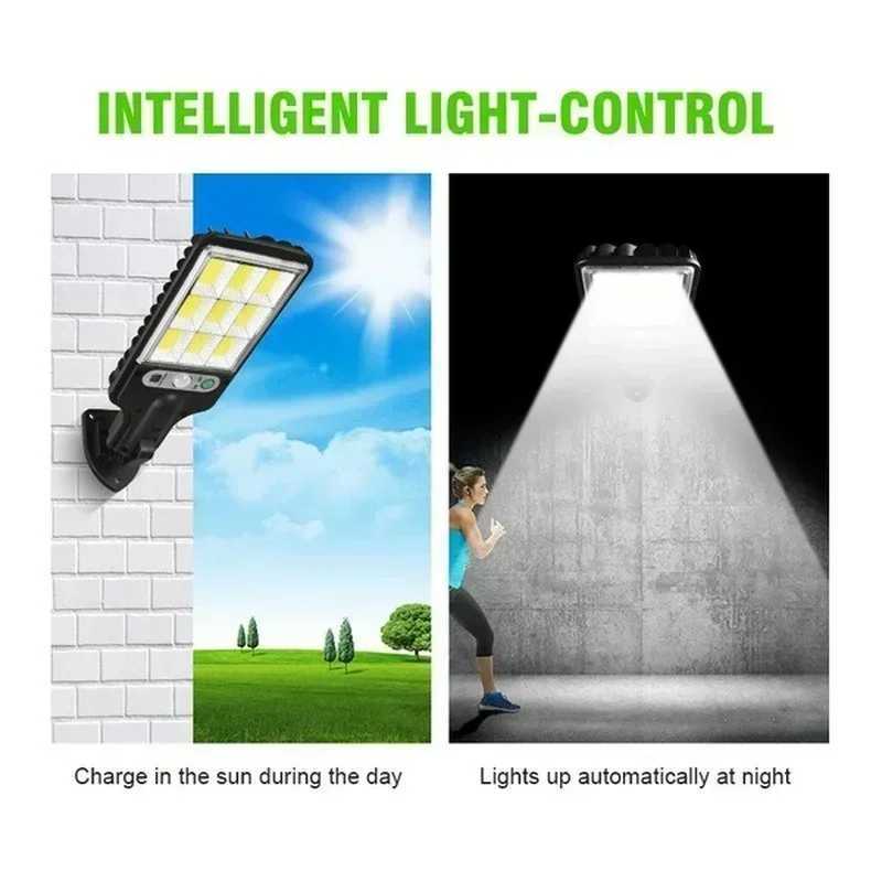 Powerful LED Solar Outdoor LED Courtyard Wall Lamp 3 Modes Human Body Induction Garden Terrace Garage Door Street Lighting LightXJ250526