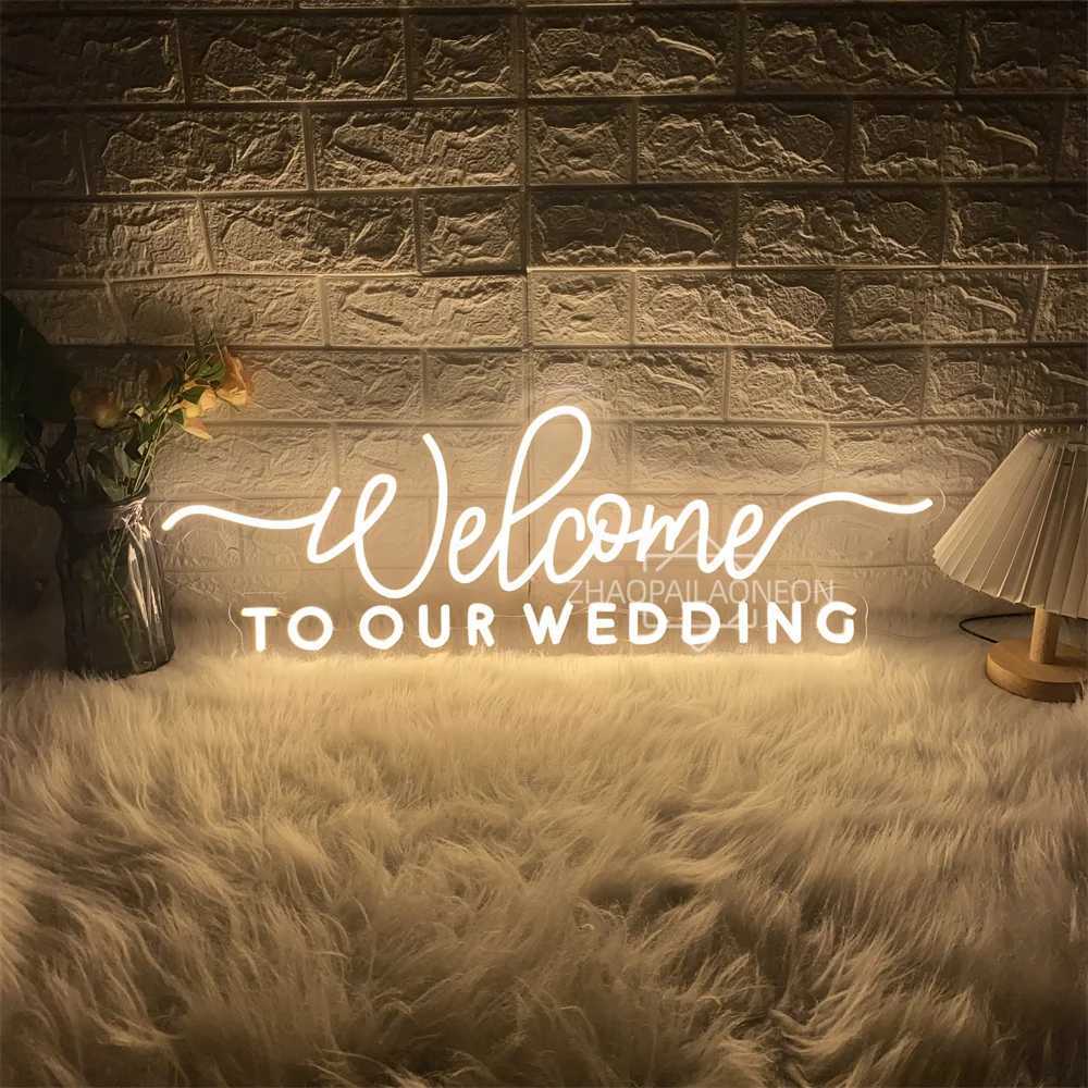 Welcome to our wedding Neon LED Sign Wall Hanging Wedding Party Room Decor Engaged Neon Lights USB Wedding Decoration Signs W250526