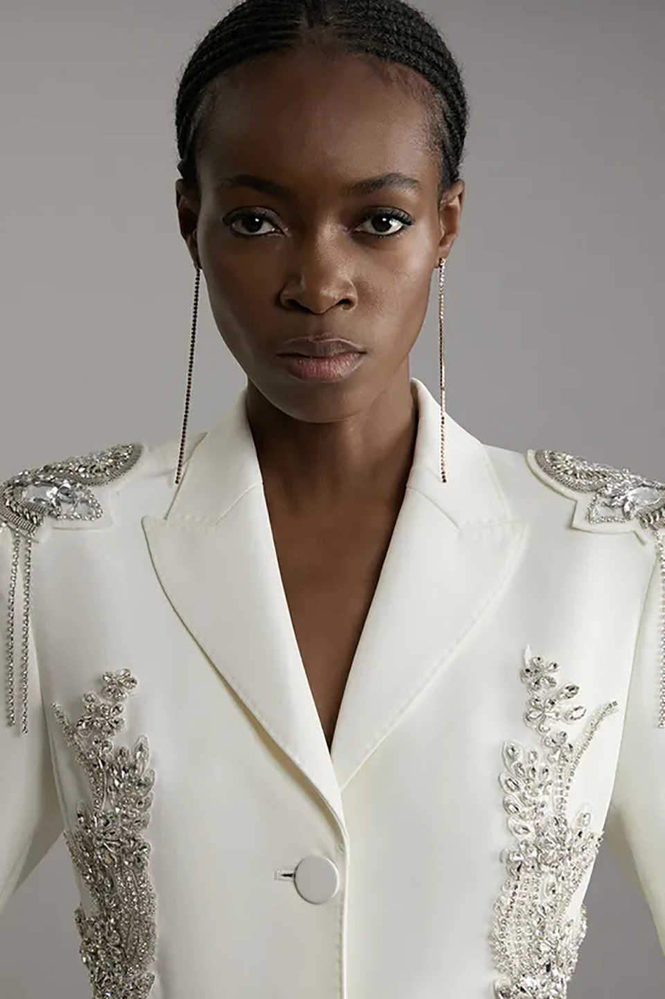 Elegant Long Mother Suits One Piece Set Jacket Single Breasted Crystal Women Business Blazer Peaked Lapel Formal Work Wear Customized