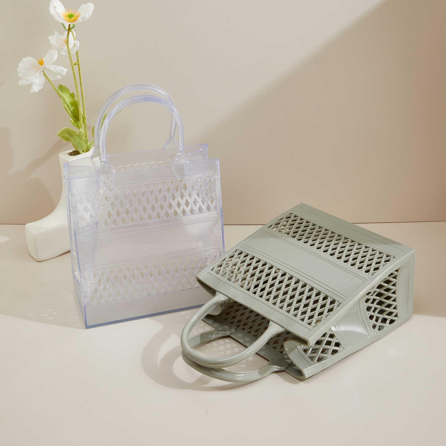 Pvc Jelly Bag Fashion and Versatile Soft Handle Vegetable Basket Anti Dirty and Easy to Wash Summer Handheld Womens Bag