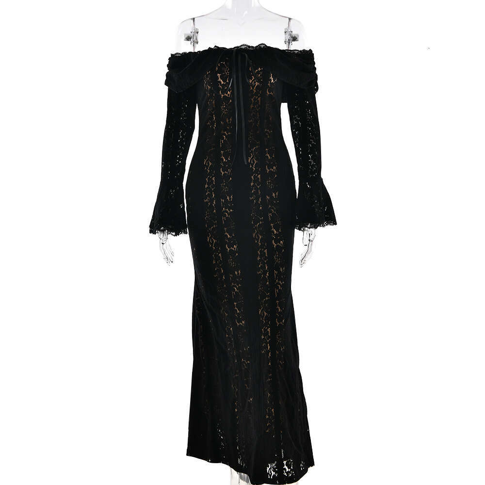 Backless Sexy Dress Fashionable Sexy Lace Bodycon Maxi For Autumn And Winter New Strapless High Waisted Draped Dress With Trailing Hem Sexy Flowy Dres