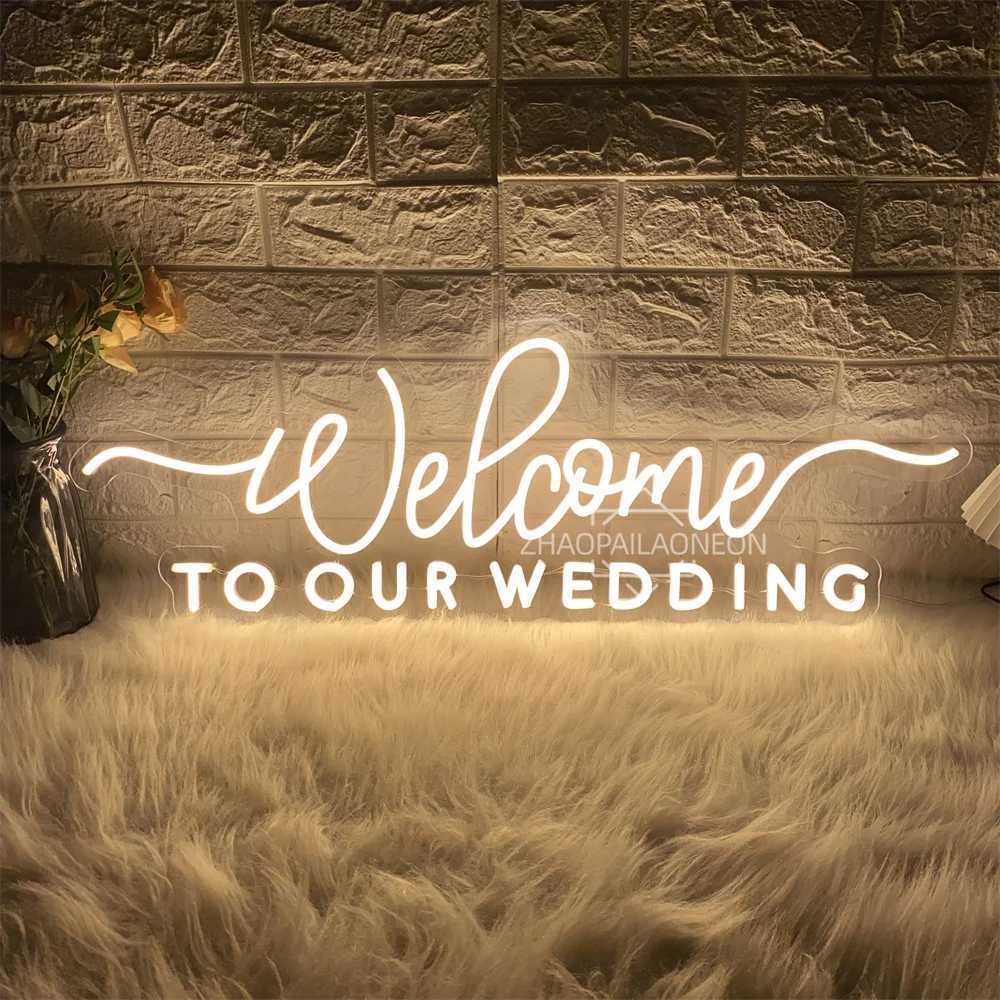 Welcome to our wedding Neon LED Sign Wall Hanging Wedding Party Room Decor Engaged Neon Lights USB Wedding Decoration Signs W250526
