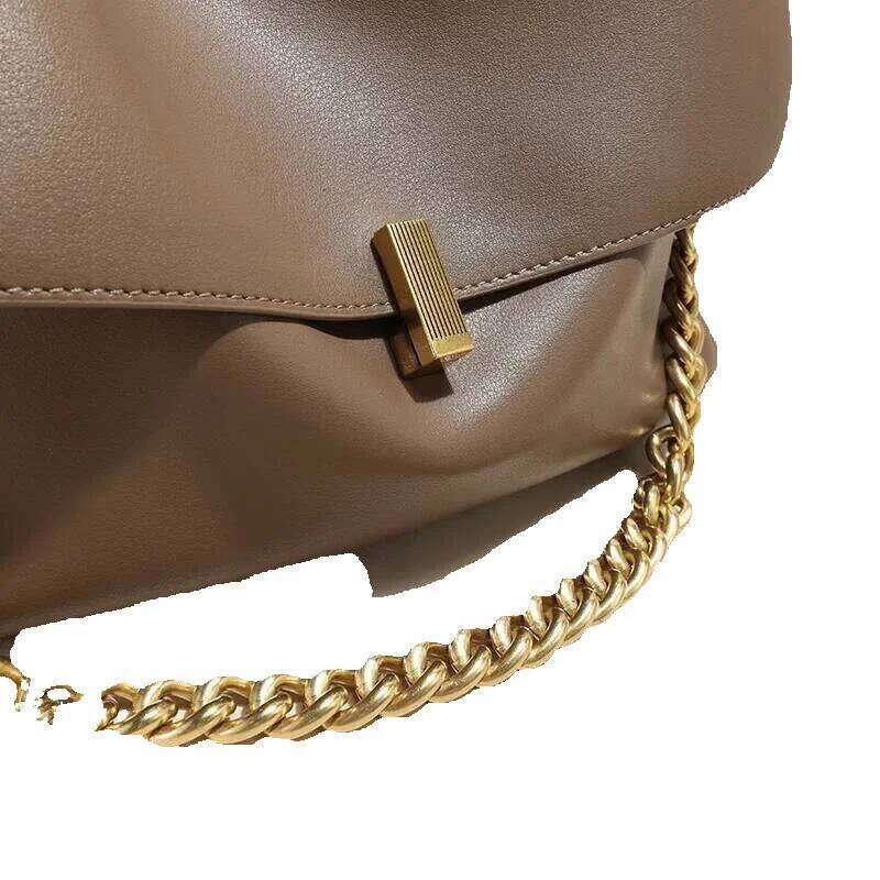 Designer Luxury Designer Luxury Women Large Korean Cow Flap Shoulder Chain Bag Solid Genuine Leather Female Crossbody Handbag Messenger
