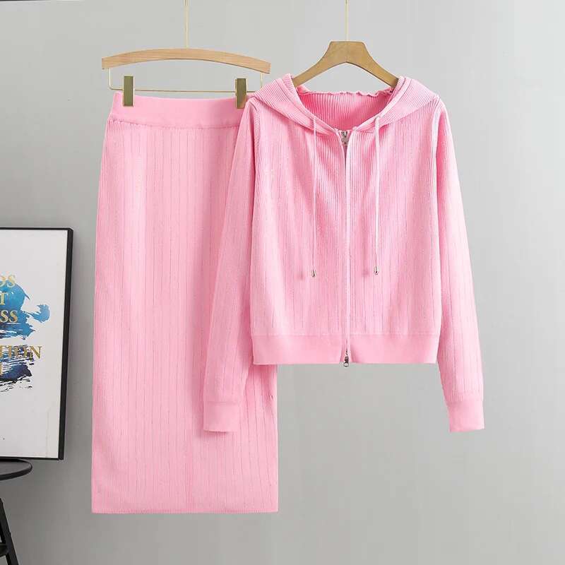 2025 New Women's Knitted Cardigan High Waisted Buttocks Wrapped Skirt 2 Piece Suits Hot Dia Fashion Sets