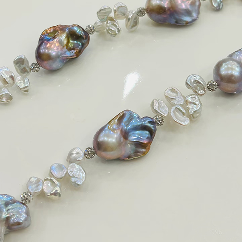 Ladys Elegant Baroque Pearl Necklaces - Thicker Design with Dainty Pearls for a Classic Look
