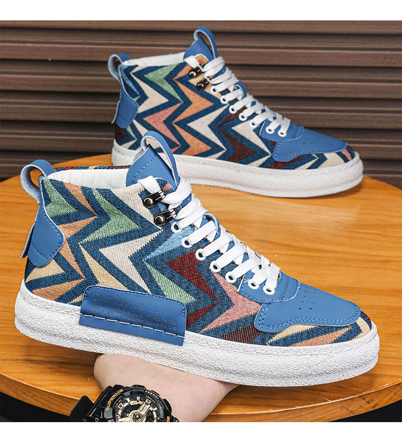 free shipping 2025 summer breathable high top canvas sneakers for men's casual versatile soft soled board shoes