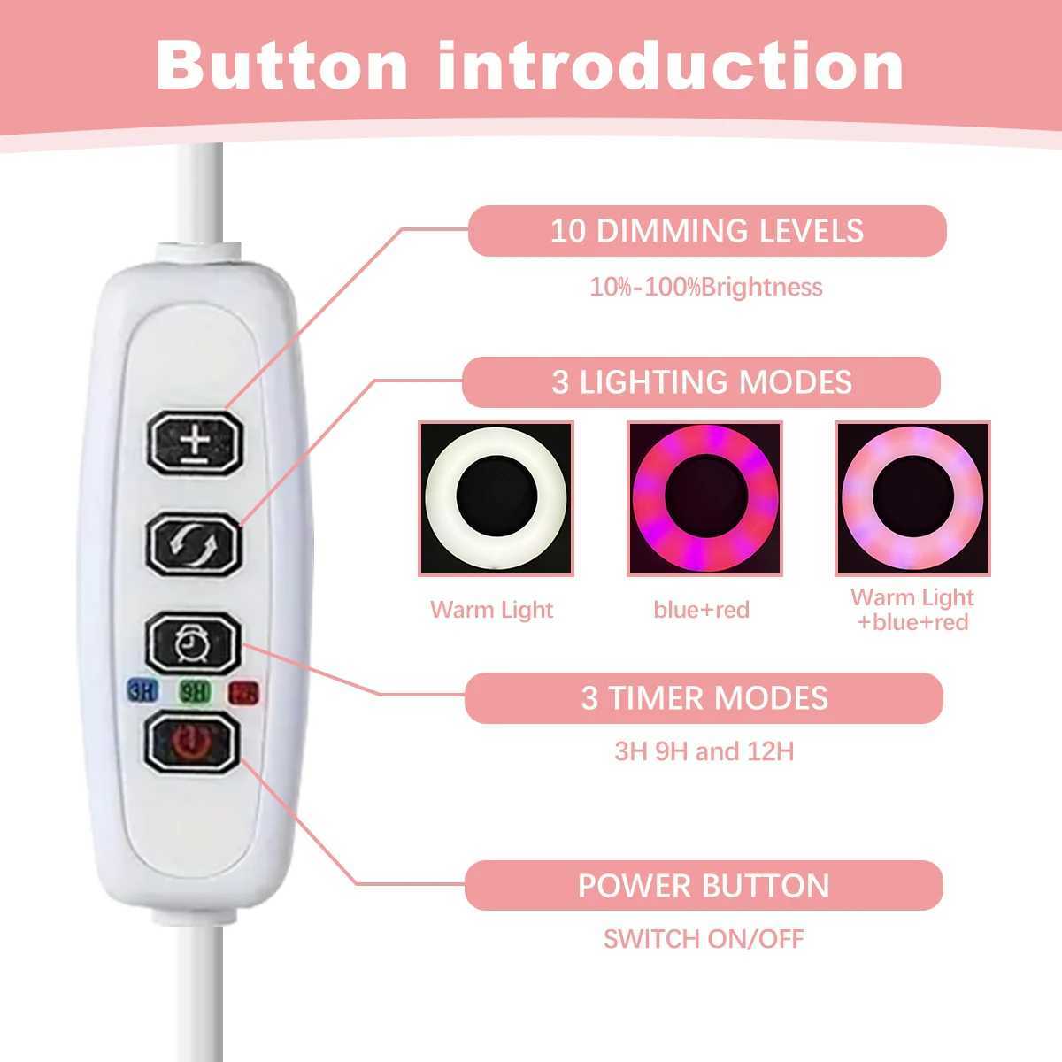 Full spectrum LED plant growth Light 3/9/12 Timing height adjustable three color temperature indoor pot succulent plant lightXJ250526