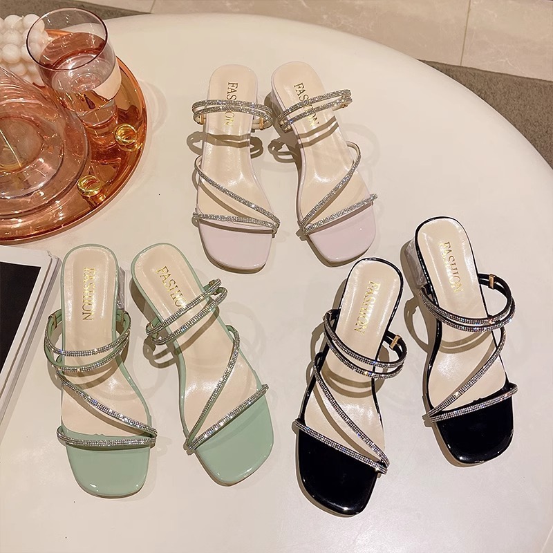 Internet Famous Rhinestones For Women This Casual Shoes Year Summer Thick Super Hot High Heels New Fairy Style Two Piece Sandals Ddmysaturn