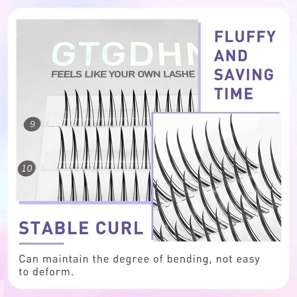 DIY A/M Shape Spikes Cluster Eyelash Extension Fish Tail Mix 3D Heat Bonded False Lashes Individual Makeup Natural Premade Fan z250526E1N6