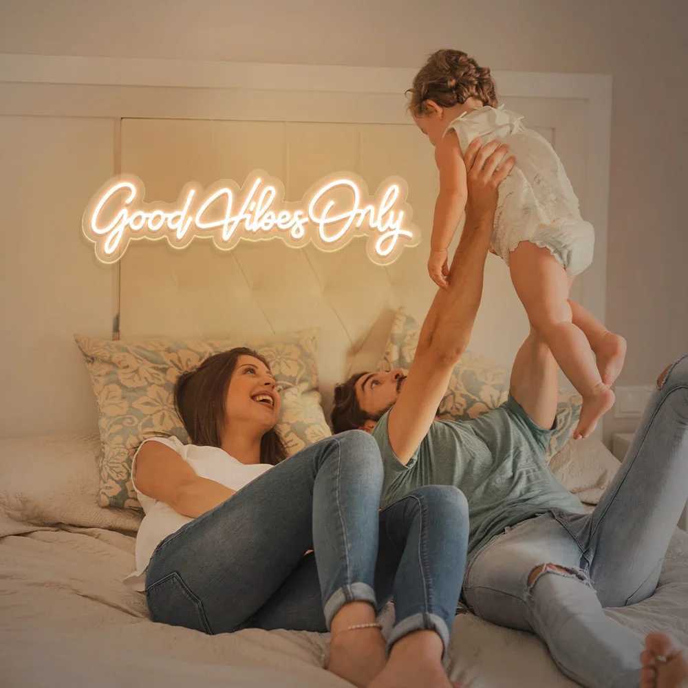 Neon LED Sign Good Vibe Only Bedroom Party Decoration Room Neon Lights Signs USB Party Home Room Wall Decor Neon Lamp W250526