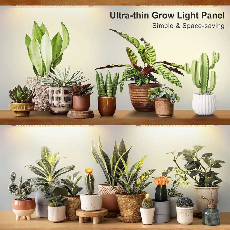 LED Grow Panel Light Ultra-thin Full Spectrum Dimmable Timer Plant Lights Under Cabinet Growing Lamp for Indoor Plants RackXJ250526