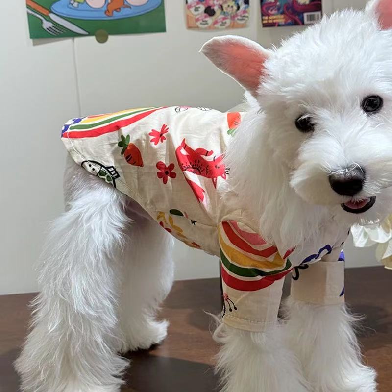 T00307 Dog clothes summer sun protection shirt pet summer small flower cool clothes Bichon Yorkshire small dog Schnauzer