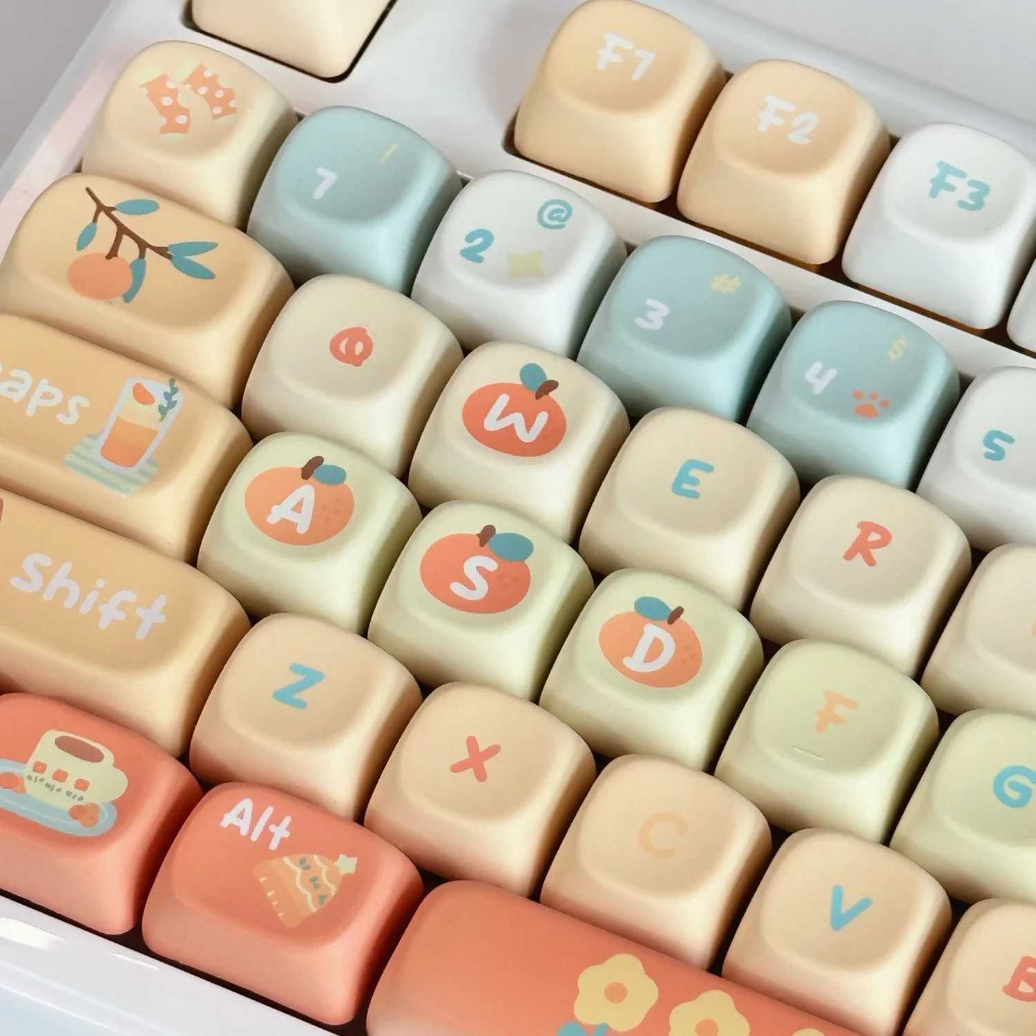 Orange Soda Keycap 131 Keys XOA Profile PBT Five-sided Heat Sublimation Customized Keyca for Mechanical Keyboard Cute Key Ca R250526
