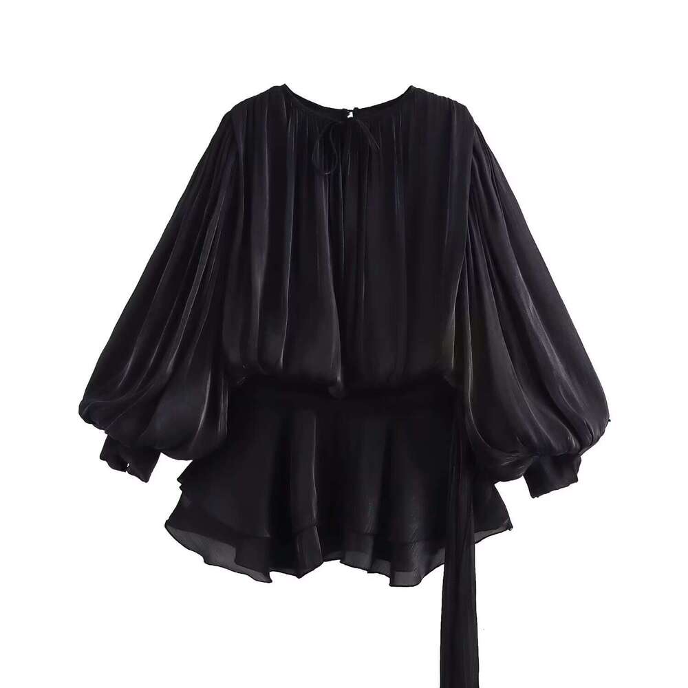 Backless Sexy Dress Three Color Puff Sleeve Ruffle Pleated Short Spring Summer Tie Waist Mini Dress Sexy Flowy Dresses