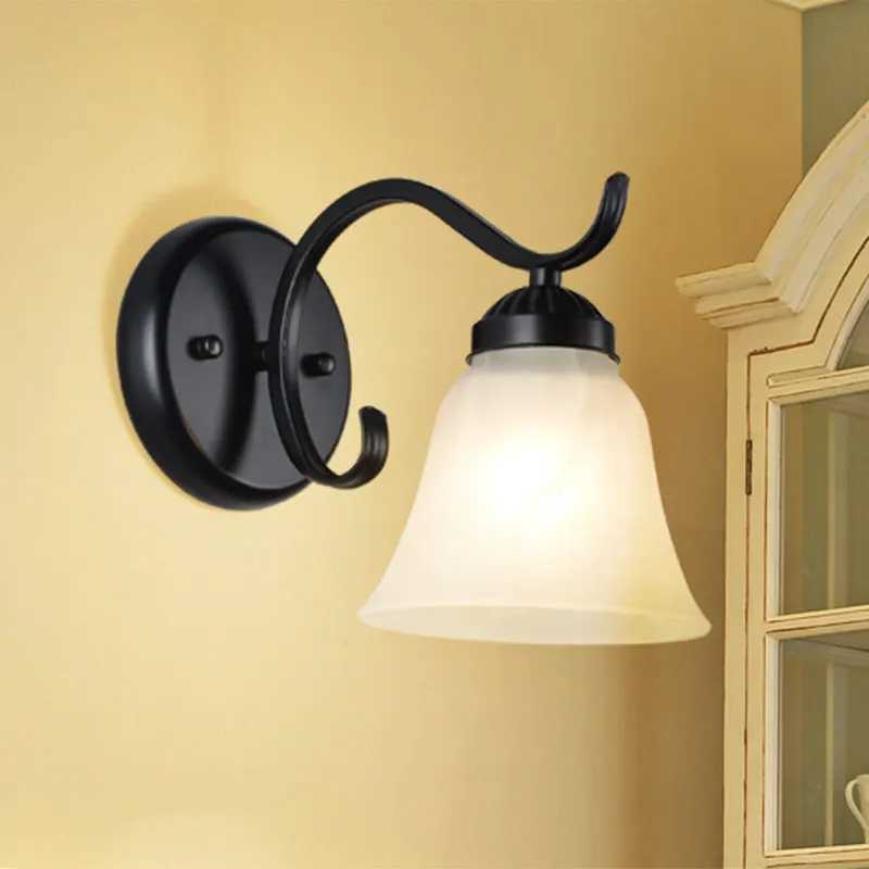 Nordic LED Wall Light with Frosted Glass Shade Retro Sconce for Bedroom Living Room Corridor E27 Home Decoration Lighting FixtureXJ250526